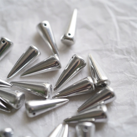 高级感金属银配色~锥形尖锥珠复古朋克铆钉捷克珠玻璃琉璃珠 7X17MM-3