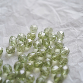 高亮萤草透绿~切面枣形珠火磨珠捷克珠玻璃琉璃珠 6MM