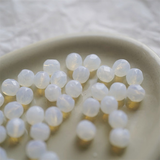 经典果冻白色~切面枣形珠火磨珠捷克珠玻璃琉璃珠 6MM