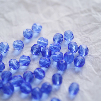 透深海蓝色~切面枣形珠火磨珠捷克珠玻璃琉璃珠 6MM