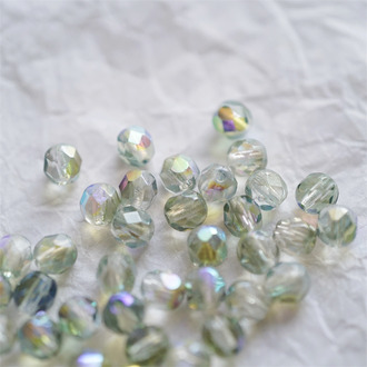 水光幻彩光泽浅绿色mix~切面枣形珠火磨珠捷克珠玻璃琉璃珠 6MM