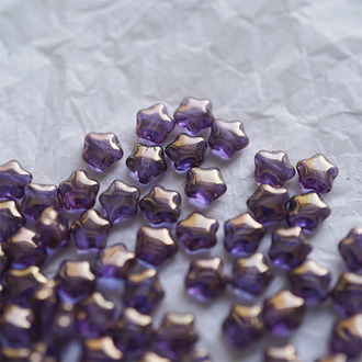 深紫光泽斑驳~迷你星星捷克珠琉璃五角星玻璃 6MM