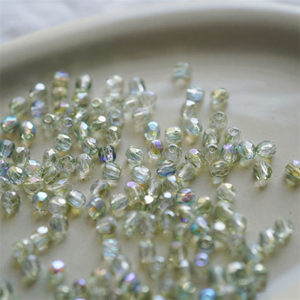 水光幻彩光泽浅绿色~切面迷你枣形珠捷克珠玻璃琉璃 3MM