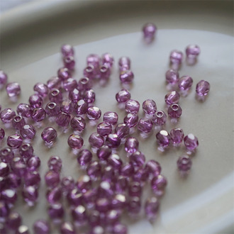 透感玫瑰粉光泽~切面迷你枣形珠捷克珠玻璃琉璃 3MM