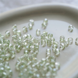 水光光泽透绿色~切面迷你枣形珠捷克珠玻璃琉璃 3MM