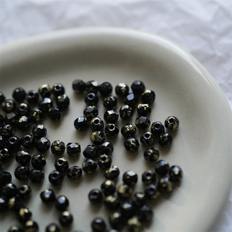经典黑色烫金配色~切面迷你枣形珠捷克珠玻璃琉璃 3MM