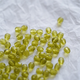 浅透橄榄绿色~迷你枣形切面火磨珠法绣串珠捷克珠玻璃琉璃珠 4MM