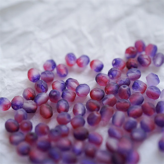 雾面浆果粉紫渐变色~迷你枣形切面火磨珠法绣串珠捷克珠玻璃琉璃珠 4MM