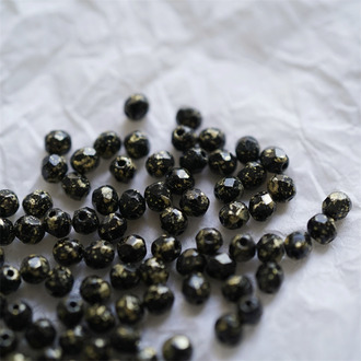 经典黑色烫金配色~迷你枣形切面火磨珠法绣串珠捷克珠玻璃琉璃珠 4MM