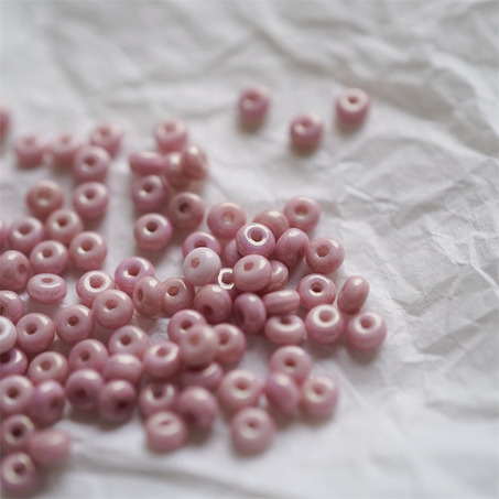 斑驳光泽粉色~甜甜圈扁圆隔珠隔片珠米珠捷克珠玻璃琉璃珠 2.5X4MM-5