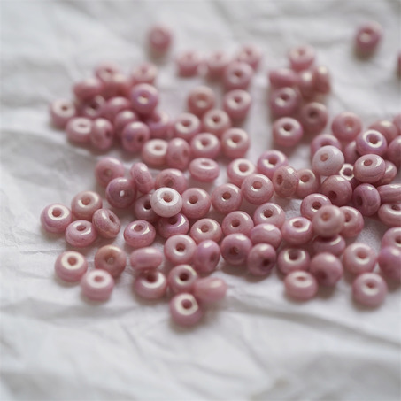 斑驳光泽粉色~甜甜圈扁圆隔珠隔片珠米珠捷克珠玻璃琉璃珠 2.5X4MM-6