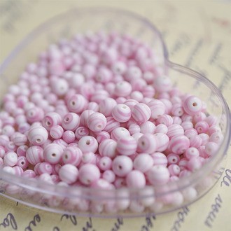 稀有奶油粉白条纹迷你古董mix手造小圆珠~日本制手工琉璃玻璃珠樱桃牌古董珠