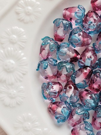 水晶闪闪渐变草莓~手造可爱小草莓直孔日本进口灯工玻璃琉璃珠 尺寸14MM-4