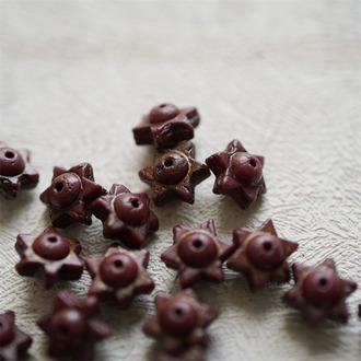 复古深红描古铜色~小号六芒星捷克珠隔片珠玻璃琉璃珠 6X9MM