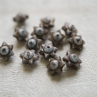 雾霾蓝灰描古铜色~小号六芒星捷克珠隔片珠玻璃琉璃珠 6X9MM