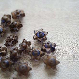 星空蓝夹心mix描古铜色~小号六芒星捷克珠隔片珠玻璃琉璃珠 6X9MM