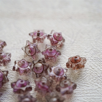 复古条纹粉透明mix描古铜色~小号六芒星捷克珠隔片珠玻璃琉璃珠 6X9MM