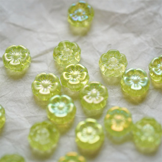 青柠色月光彩多巴胺配色~捷克珠夏威夷小花花琉璃珠玻璃珠DIY串珠材料 8MM