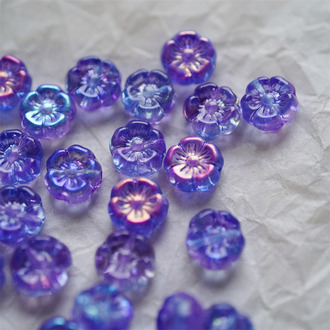 梦幻蓝紫渐变多巴胺配色~捷克珠夏威夷小花花琉璃珠玻璃珠DIY串珠材料 8MM
