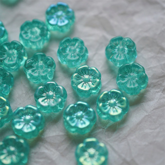 湖绿色月光彩多巴胺配色~少女夏威夷小花朵捷克珠玻璃琉璃 10MM