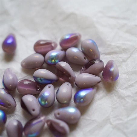 拼色紫mix渐变幻彩色~常规水滴珠捷克珠玻璃琉璃珠 6X9MM-6