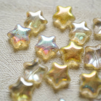 香槟金透感幻彩色~五角星捷克珠玻璃琉璃珠星星 12MM