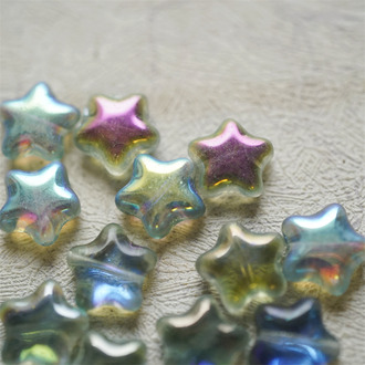透蓝灰金属彩色~五角星捷克珠玻璃琉璃珠星星 12MM
