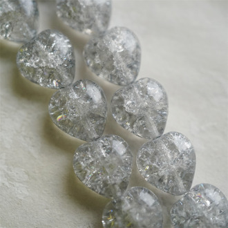 空气灰透感冰晶爆裂纹多巴胺配色~复古爱心桃心捷克珠玻璃琉璃 12MM