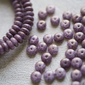 复古紫色光泽感斑纹~迷你小隔片隔珠扁圆捷克琉璃玻璃珠 6MM