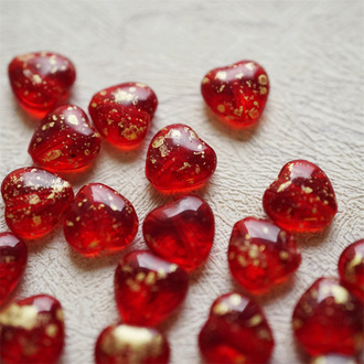 红宝石洒金配色~常规爱心捷克珠玻璃琉璃珠 10MM