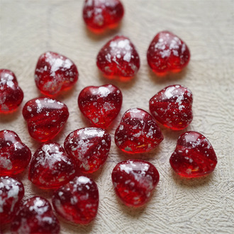 红宝石洒银配色~常规爱心捷克珠玻璃琉璃珠 10MM