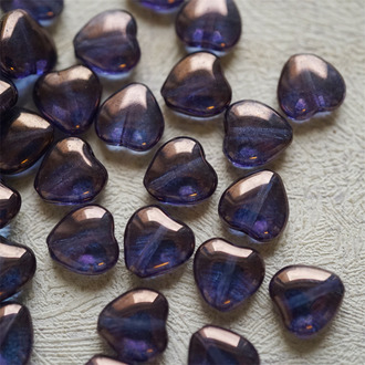 透感深紫光泽配色~常规爱心捷克珠玻璃琉璃珠 10MM