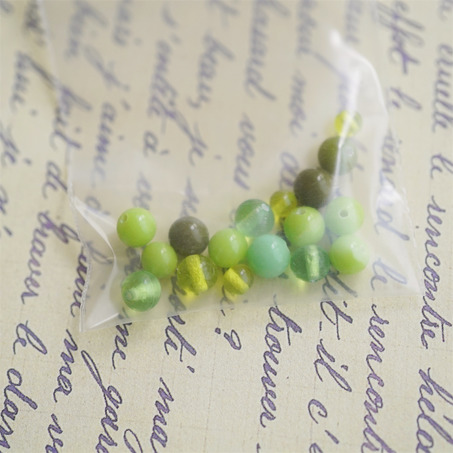 橄榄绿色系mix手造小圆珠椭圆珠~日本制手工琉璃玻璃珠樱桃牌古董珠-4