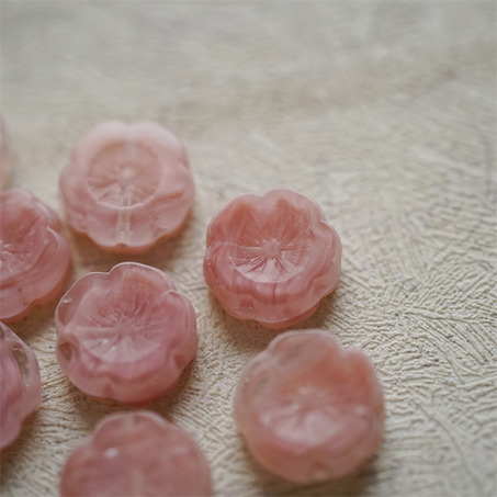 纯粉色条纹mix~捷克珠夏威夷小花花花朵琉璃珠玻璃珠DIY串珠材料 14MM-4