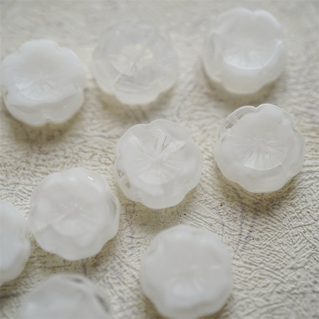 雪白色条纹mix~捷克珠夏威夷小花花花朵琉璃珠玻璃珠DIY串珠材料 14MM-2
