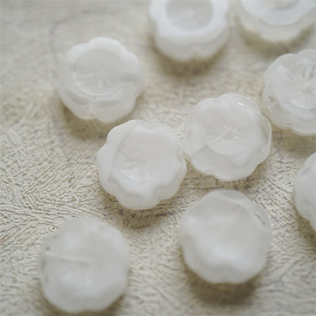 雪白色条纹mix~捷克珠夏威夷小花花花朵琉璃珠玻璃珠DIY串珠材料 14MM-4