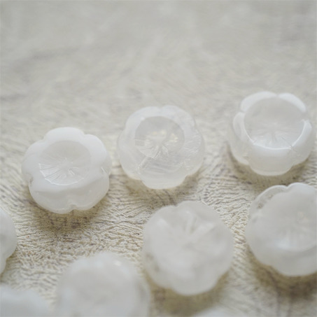 雪白色条纹mix~捷克珠夏威夷小花花花朵琉璃珠玻璃珠DIY串珠材料 14MM-3