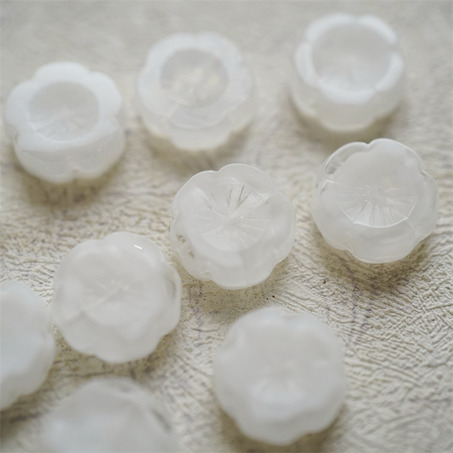 雪白色条纹mix~捷克珠夏威夷小花花花朵琉璃珠玻璃珠DIY串珠材料 14MM-7