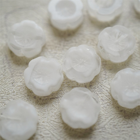 雪白色条纹mix~捷克珠夏威夷小花花花朵琉璃珠玻璃珠DIY串珠材料 14MM-5