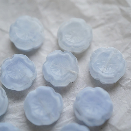 雪蓝色条纹mix~捷克珠夏威夷小花花花朵琉璃珠玻璃珠DIY串珠材料 14MM