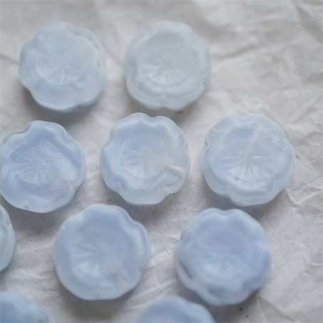 雪蓝色条纹mix~捷克珠夏威夷小花花花朵琉璃珠玻璃珠DIY串珠材料 14MM-3