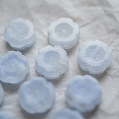 雪蓝色条纹mix~捷克珠夏威夷小花花花朵琉璃珠玻璃珠DIY串珠材料 14MM-2