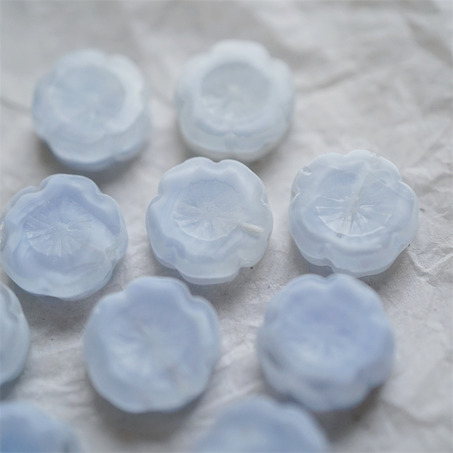 雪蓝色条纹mix~捷克珠夏威夷小花花花朵琉璃珠玻璃珠DIY串珠材料 14MM-4