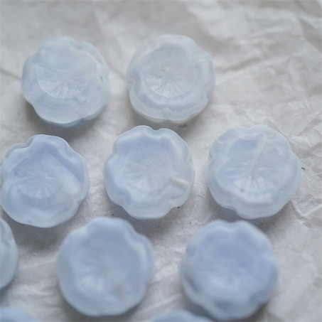 雪蓝色条纹mix~捷克珠夏威夷小花花花朵琉璃珠玻璃珠DIY串珠材料 14MM-5