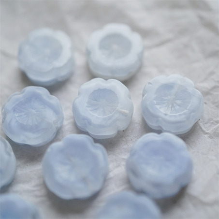 雪蓝色条纹mix~捷克珠夏威夷小花花花朵琉璃珠玻璃珠DIY串珠材料 14MM-6