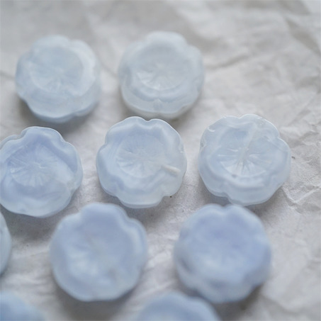 雪蓝色条纹mix~捷克珠夏威夷小花花花朵琉璃珠玻璃珠DIY串珠材料 14MM-7
