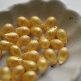 哑光金色微粒偏光闪~常规水滴珠捷克珠玻璃琉璃珠 6X9MM