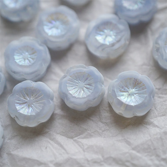 雪蓝色条纹mix幻彩~捷克珠夏威夷小花花花朵琉璃珠玻璃珠DIY串珠材料 14MM