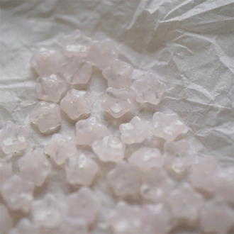 浅浅粉条纹mix~中孔超迷你小花花五瓣花捷克珠玻璃珠琉璃 7MM