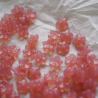 可爱果冻粉色~中孔超迷你小花花五瓣花捷克珠玻璃珠琉璃 7MM